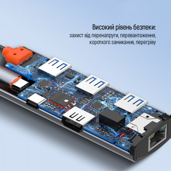 Фото - Хаб USB Colorway USB-C 6-в-1 Type C PD 100W/USB3.0х3/HDMI 4К/RJ45 (CW-HUB02)