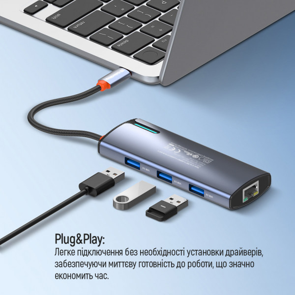 Фото - Хаб USB Colorway USB-C 6-в-1 Type C PD 100W/USB3.0х3/HDMI 4К/RJ45 (CW-HUB02)