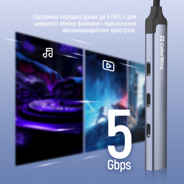 Фото - Хаб USB Colorway USB-C 4-в-1 USB-C2.0х3/USB3.0 (CW-HUB07)