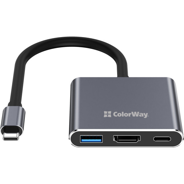 Фото - Хаб USB Colorway USB-C 3-в-1 Type C PD 100W/USB3.0/HDMI 4К (CW-HUB08)