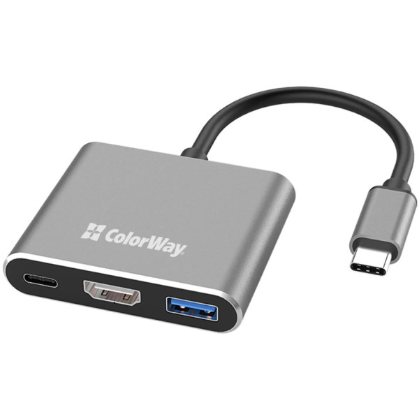 Фото - Хаб USB Colorway USB-C 3-в-1 Type C PD 100W/USB3.0/HDMI 4К (CW-HUB08)