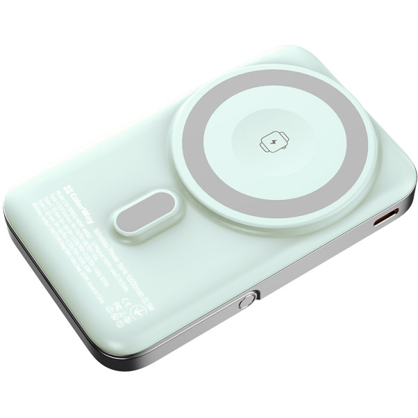 Фото - Батарея мобільна Colorway Power Bank 10 000 mAh 15W MagSafe & Watch Wireless Aquamarine USB-C PD 22.5W (CW-PB100LPA2MT-WPDD)