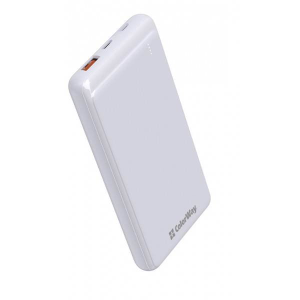 Фото - Батарея мобильная Colorway Power Bank 10 000 mAh Slim (USB QC3.0 + USB-C Power Delivery 18W) White (CW-PB100LPG3WT-PD)