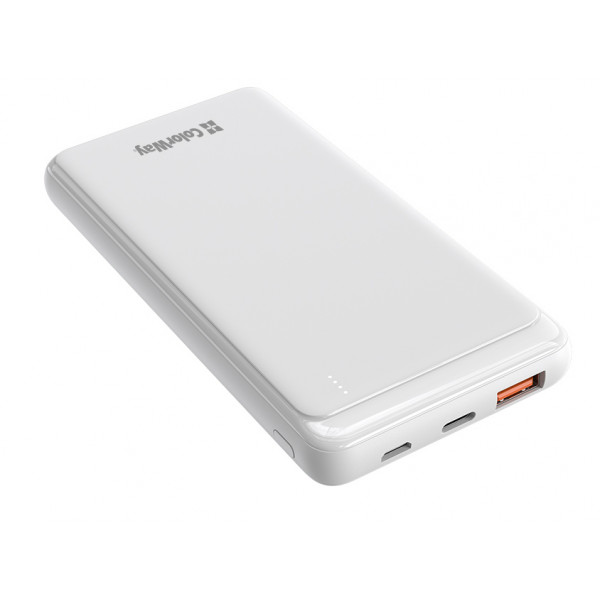 Фото - Батарея мобильная Colorway Power Bank 10 000 mAh Slim (USB QC3.0 + USB-C Power Delivery 18W) White (CW-PB100LPG3WT-PD)