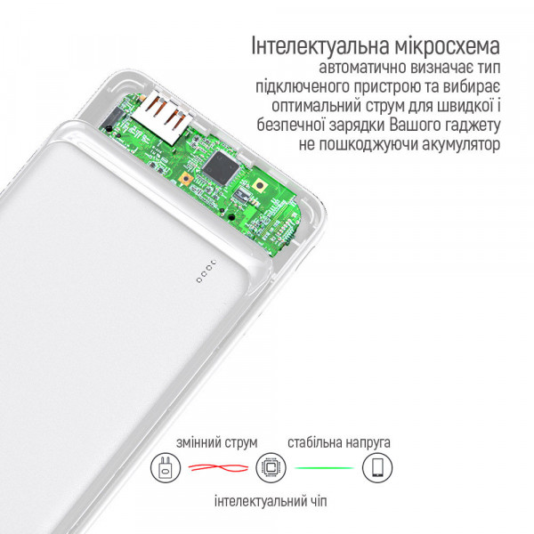Фото - Батарея мобильная Colorway Power Bank 10 000 mAh Slim (USB QC3.0 + USB-C Power Delivery 18W) White (CW-PB100LPG3WT-PD)