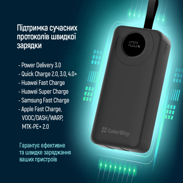 Фото - Батарея мобильная Colorway 30000 mAh EnergyPlus Black (CW-PB300LPB4BK-PDD)