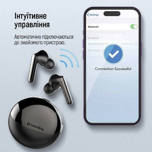 Фото - Наушники вкладыши беспроводные TWS Colorway TWS-3 Earbuds Black (CW-TWS3BK)
