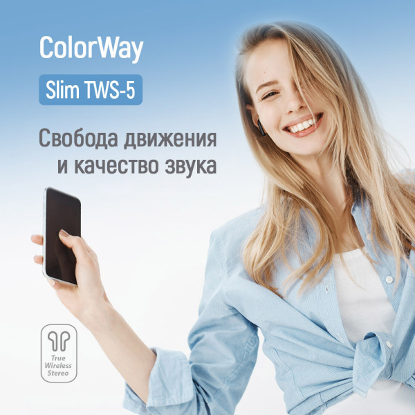Фото - Навушники вкладиші бездротові TWS Colorway Slim TWS-5 Earbuds Black (CW-TWS5BK)