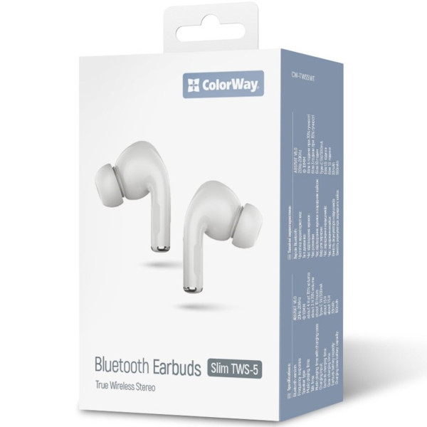 Фото - Навушники вкладиші бездротові TWS Colorway Slim TWS-5 Earbuds White (CW-TWS5WT)