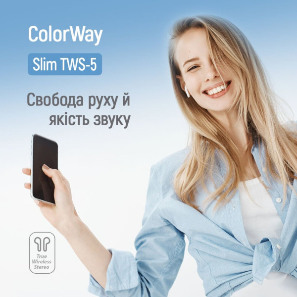 Фото - Навушники вкладиші бездротові TWS Colorway Slim TWS-5 Earbuds White (CW-TWS5WT)
