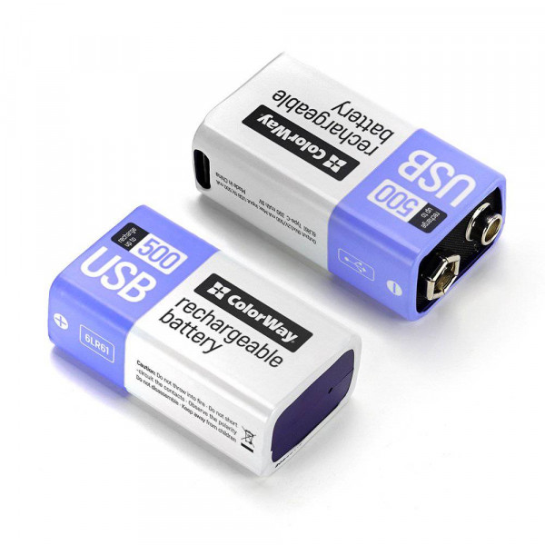 Фото - Елемент живлення тип 9V/6LR61 Colorway USB-С 390 мАг 9В (CW-UB9V-06)