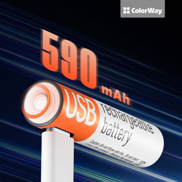 Фото - Аккумулятор тип AAA Colorway USB-С 590 мАЧ 1.5В 2 шт. (CW-UBAAA-09)