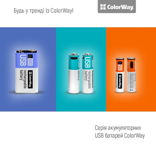 Фото - Аккумулятор тип AAA Colorway USB-С 590 мАЧ 1.5В 2 шт. (CW-UBAAA-09)