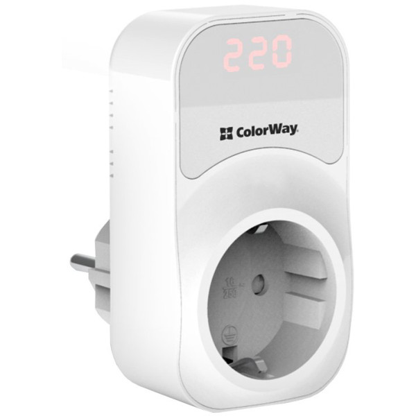 Фото - Автомат защиты от всплесков напряжения Colorway 16A/3680W 150V-210V/230V-280V DS1 White (CW-VR16-01D)