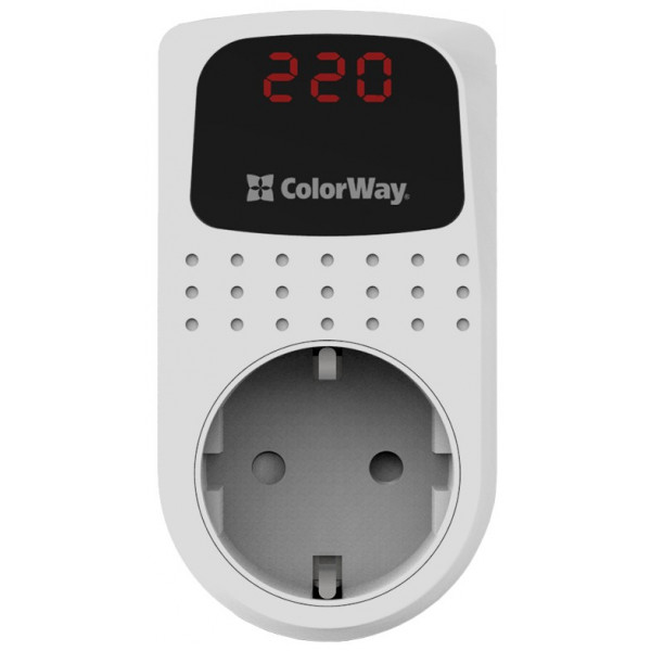 Фото - Автомат защиты от всплесков напряжения Colorway 16A/3680W 150V-210V/230V-280V DS2 White (CW-VR16-02D)