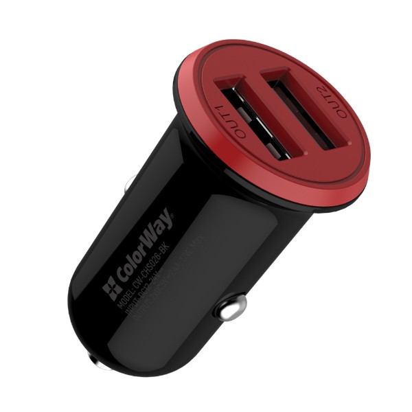 Фото - Автомобільний зарядний пристрій Colorway 2USB, 3.4A, 17W Red/Black (CW-CHA026-BK) Фото - Автомобільний зарядний пристрій Colorway 2USB, 3.4A, 17W Red/Black (CW-CHA026-BK)