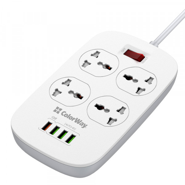 Фото - Мережевий фільтр Colorway 4 розетки/4USB White (CW-CHU44QW)