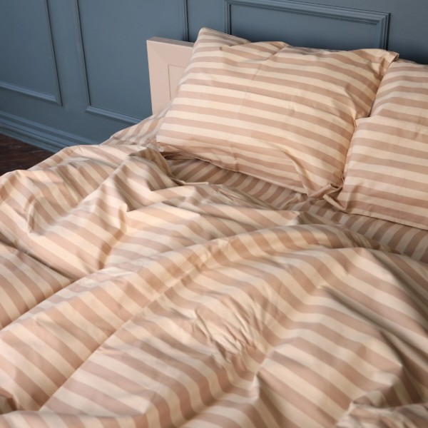 Фото - Комплект постельного белья MirSon Бязь 17-0610 Stripe Light Brown 175х210 см (2200008199128)