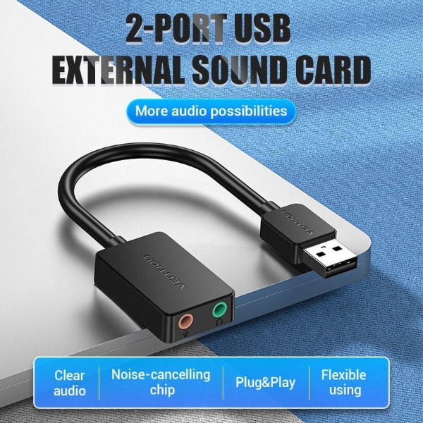 Фото - Звуковая карта Vention AUX jack 1м Black (CDYBF)
