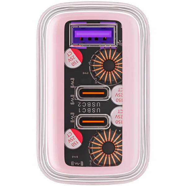 Фото - Мережевий зарядний пристрій AceFast 3xUSB 65W (2xUSB-C+USB-A) Gan A45 Fast Charger Cherry blossom (6974316282082)