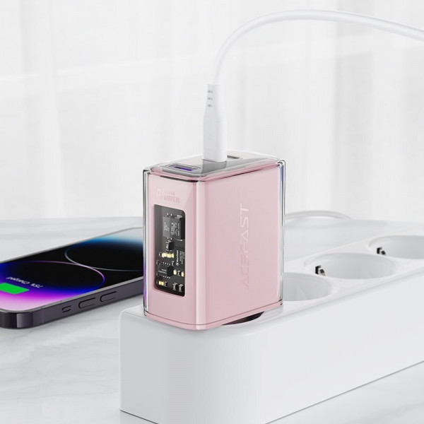 Фото - Мережевий зарядний пристрій AceFast 3xUSB 65W (2xUSB-C+USB-A) Gan A45 Fast Charger Cherry blossom (6974316282082)