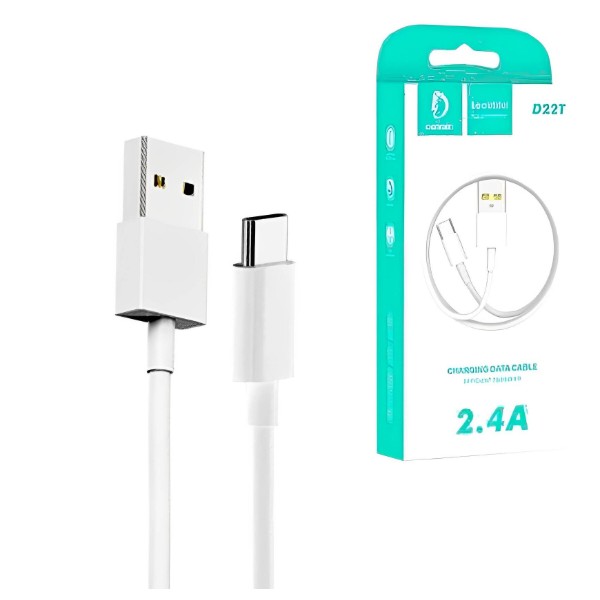 Фото - Кабель Denmen Type C 2.4A 1m White (D22T-WH)