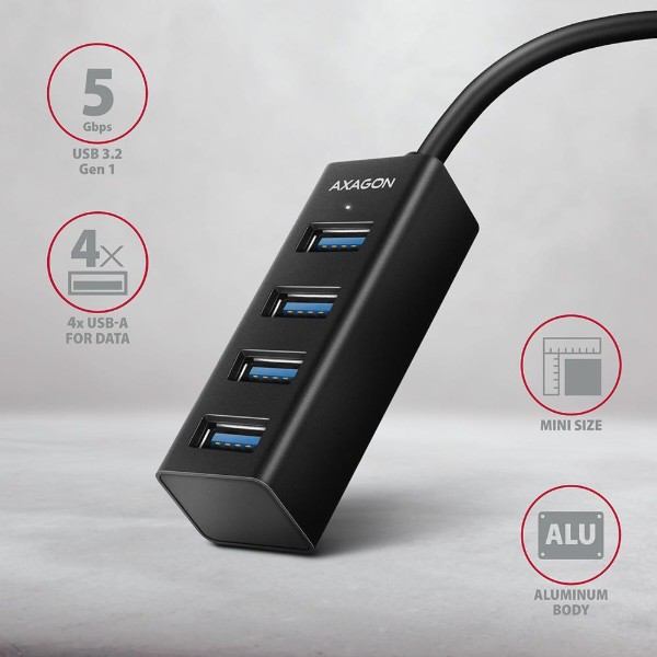 Фото - Хаб USB AXAGON SuperSpeed USB-C MINI 20 см USB-C Black (HUE-M1C)
