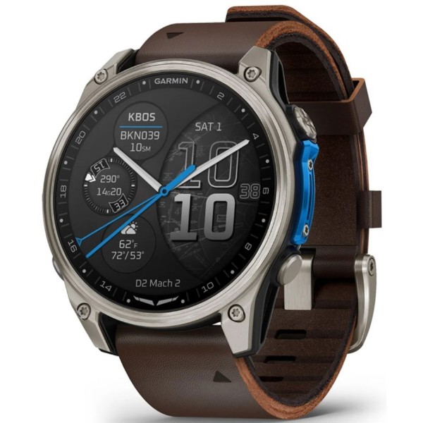 Фото - Смарт-часы Garmin D2 Mach 2, 47mm, Saph, Bare Ti/Blk w/LthrBd (010-02904-31)