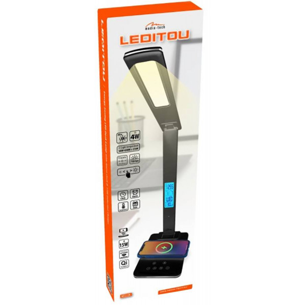Фото - Настільна лампа Media-Tech LEDITOU 4W 6500K, 15W QI wireless White (MT222K)