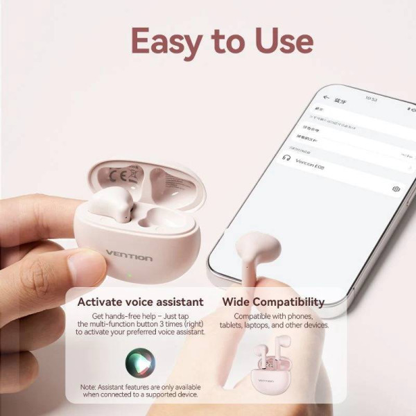 Фото - Навушники вкладиші бездротові TWS Vention Elf Earbuds E06 Pink (NBKP0)