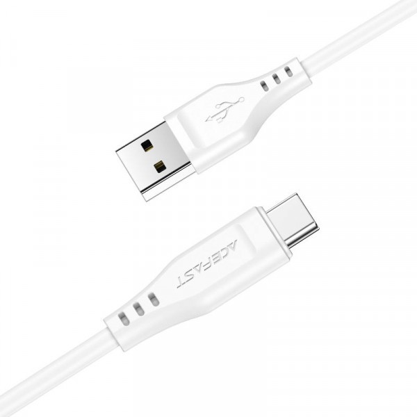 Фото - Кабель AceFast USB 2.0 USB-A to USB-C, 1,2 м, 3.0A, TPE C3-04 White (6974316280873)