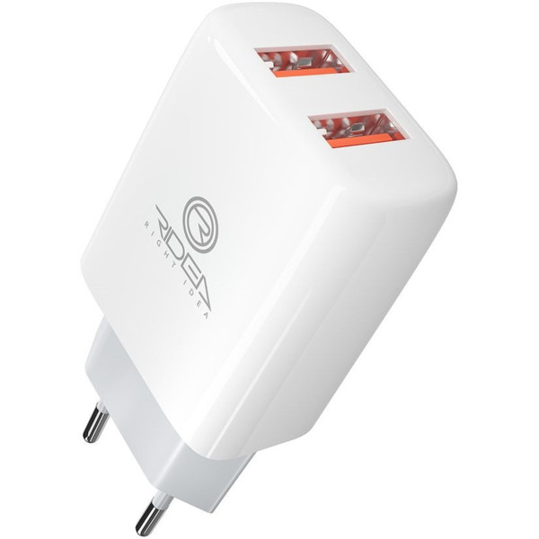 Фото - Мережевий зарядний пристрій Ridea Element Duo 2USB 2.1 A White (RW-21011)