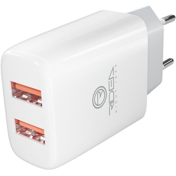 Фото - Мережевий зарядний пристрій Ridea Element Duo 2USB 2.1 A White (RW-21011)
