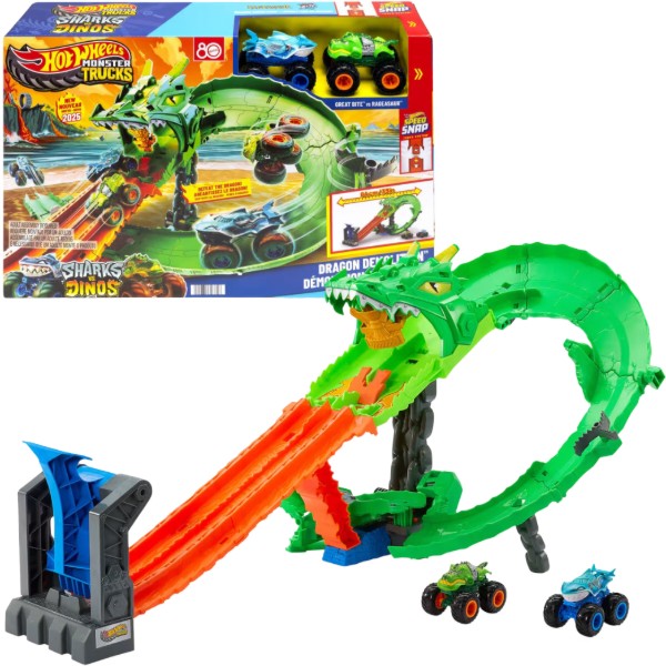 Фото - Игровой набор Hot Wheels Monster Trucks Атака огненного дракона (JFR06)