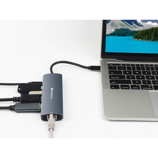 Фото - Хаб USB Sandberg USB3.1 Type-C HDMI/USB 3.0x2/RJ45/USB-C/DisplayPort PD 100W (136-43)