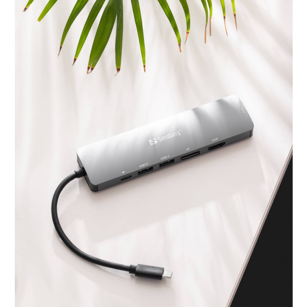 Фото - Хаб USB Sandberg USB3.1 Type-C HDMI/USB 3.0x2/RJ45/USB-C/DisplayPort PD 100W (136-43)