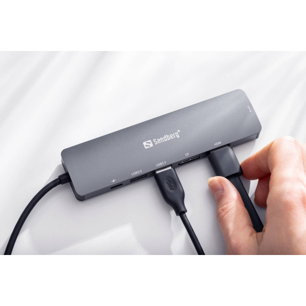 Фото - Хаб USB Sandberg USB3.1 Type-C HDMI/USB 3.0x2/RJ45/USB-C/DisplayPort PD 100W (136-43)