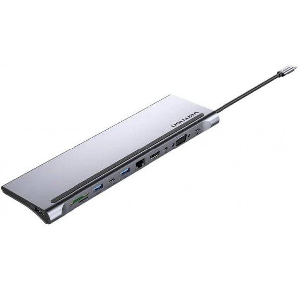 Фото - Док-станция Vention USB3.1 Type-C HDMI/VGA/USB-C/USB3.0x3/RJ45/SD/TF/TRRS 3.5mm (THTHC)