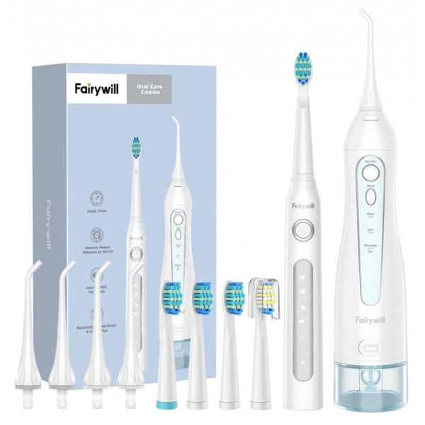 Фото - Зубна щітка електрична Fairywill D7 + іригатор F5020E White Фото - Зубна щітка електрична Fairywill D7 + іригатор F5020E White
