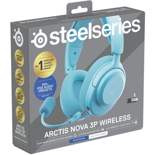 Фото - Гарнітура бездротова ігрова SteelSeries Arctis Nova 3P Wireless MultiPlatform Aqua (61688)