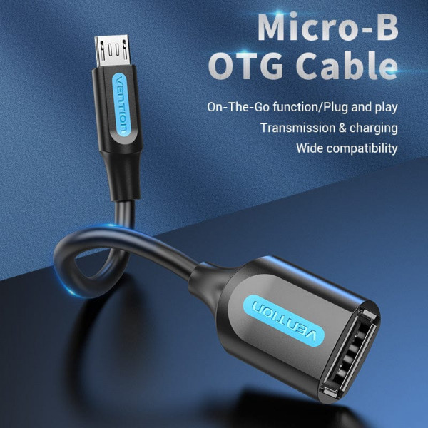 Фото - Переходник Vention USB 2.0 Micro BM - USB AF (OTG) 0.15 м Black PVC (CCUBB)