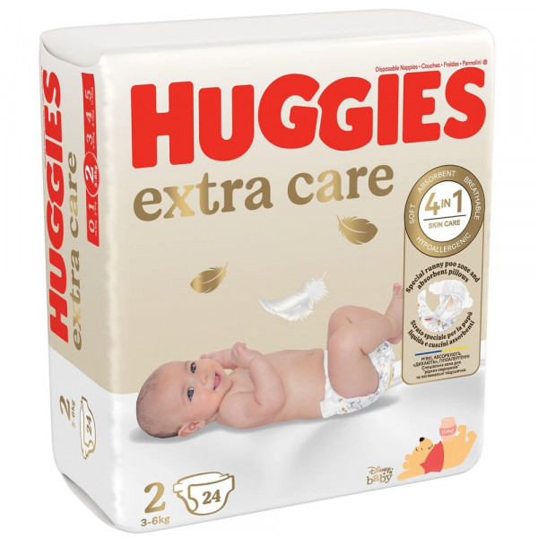 Фото - Одноразові підгузки Huggies Extra Care Size Розмір 2 (3-6 кг), 24 шт. (5029053550275)