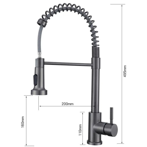 Фото - Кухонний змішувач Ventolux KFPFH07 PVD BK 2F