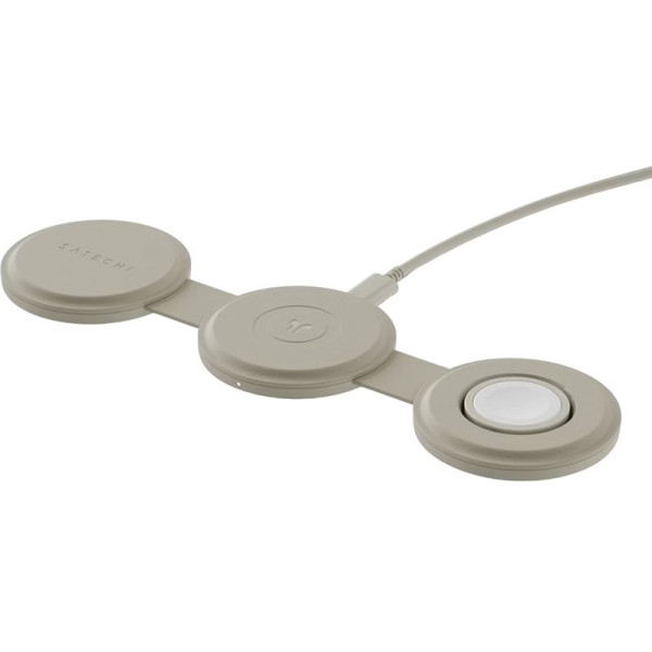 Фото - Бездротовий зарядний пристрій Satechi OntheGo 3 в 1 Wireless Charger Sand (ST-QTG31W)