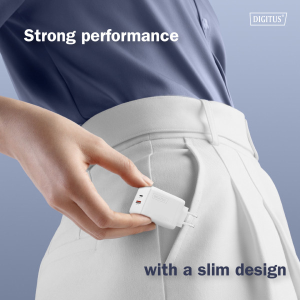 Фото - Сетевое зарядное устройство Digitus GaN 1хUSB-C 1хUSB-A 30W (DA-10301)