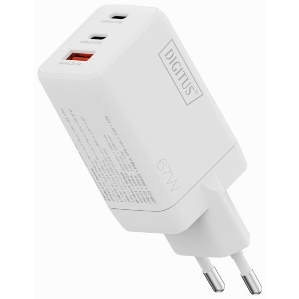 Фото - Мережевий зарядний пристрій Digitus GaN 2хUSB-C 1хUSB-A 67W (DA-10303)
