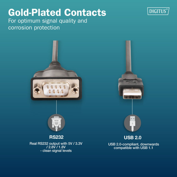 Фото - Адаптер Digitus USB 2.0 > RS232 (M/M) 1.8 м (DA-70172)