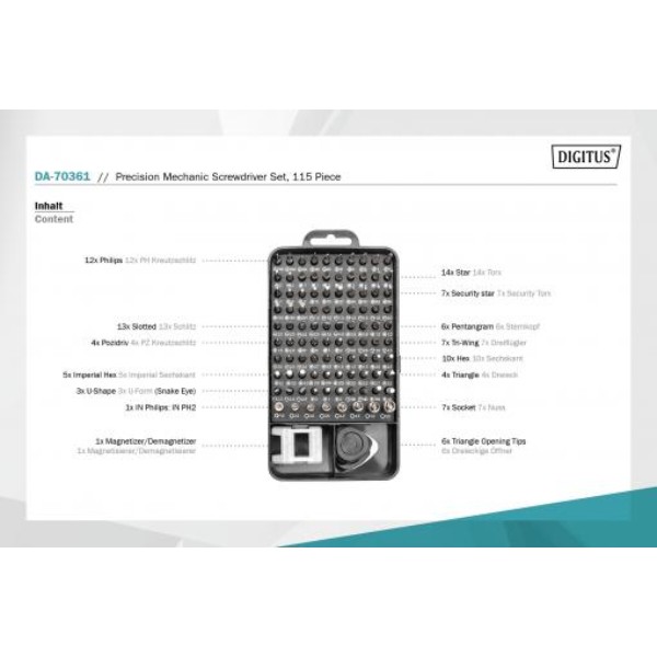 Фото - Отвертка со сменными битами Digitus Precision Screwdriver Set 115 (DA-70361)