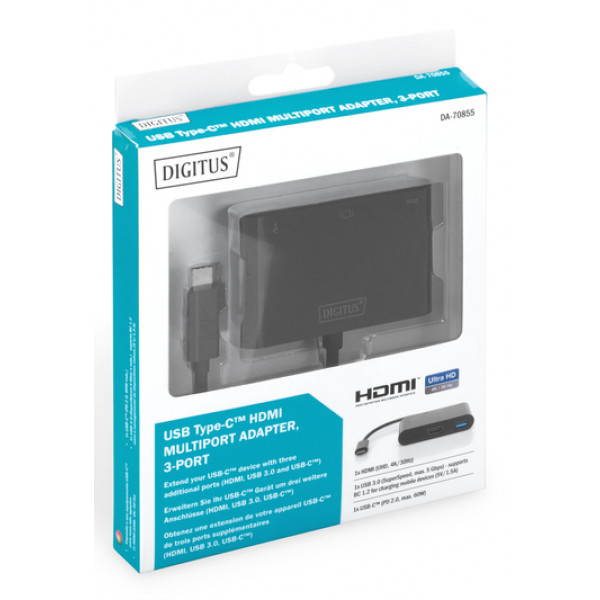 Фото - Перехідник Digitus USB-C - HDMA 2xUSB (DA-70855)