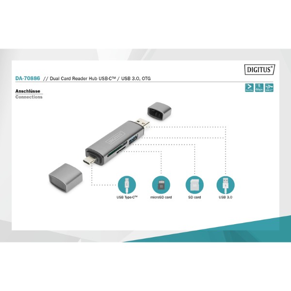 Фото - Кардридер Digitus USB-C/USB 3.0 SD/MicroSD (DA-70886)